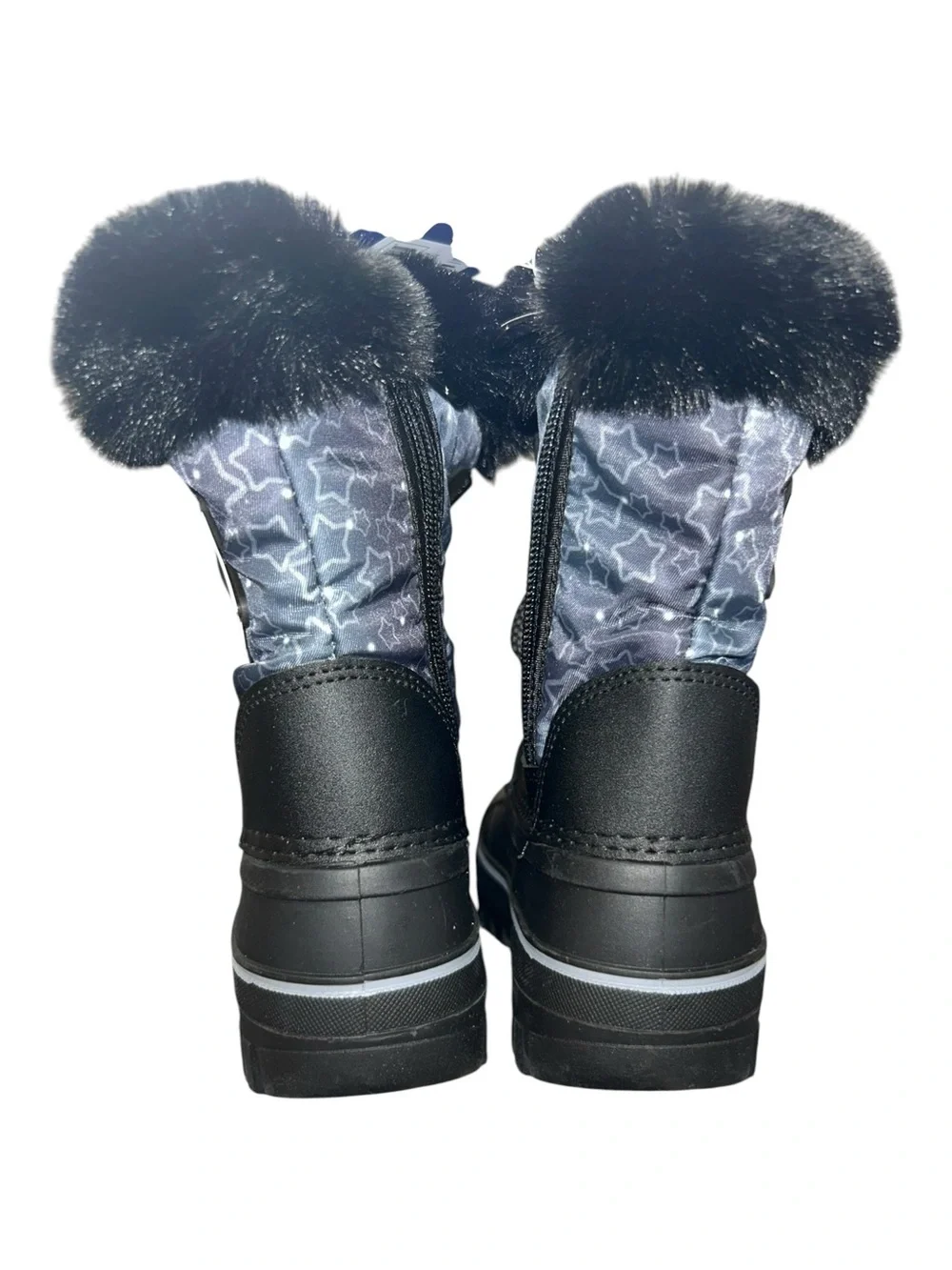 Nova Mountain Light Up Winter Snow Kids  Boots Size 10 NWT Grey Star Faux Fur